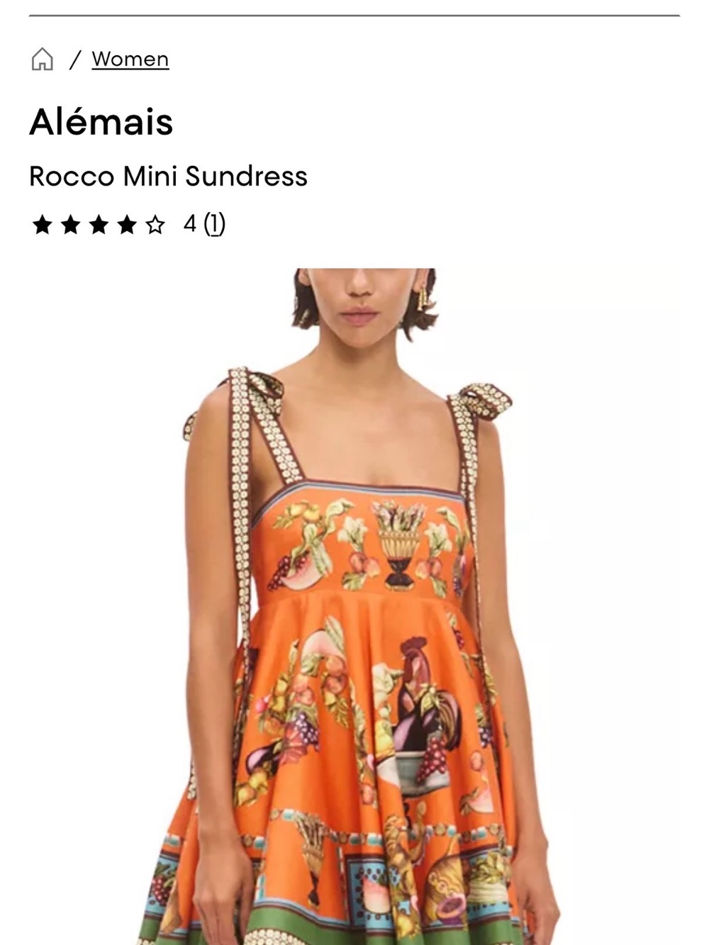 Alémais Orange Rocco Mini Sundress with Multicolor Print - Picture 2 of 16